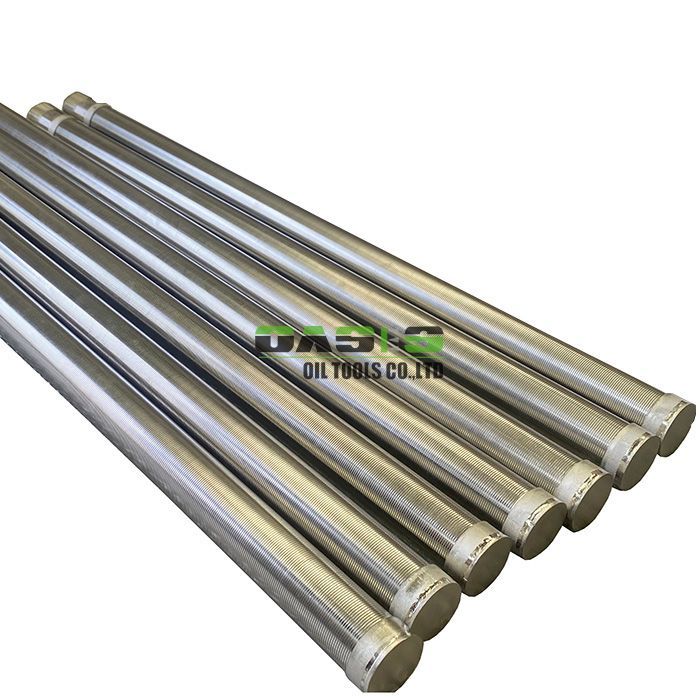 Stainless steel Gas Filter Element featuring continuous narrow slots and V shaped wire profile for filtration in food processing and mining