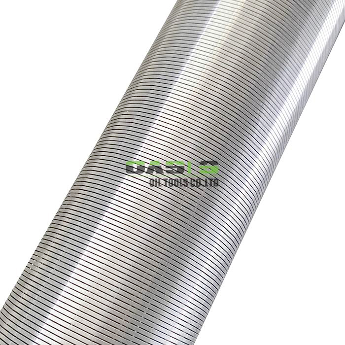 Continuous Slot Screen featuring V shaped wedge wire profile for self cleaning slot geometry and sand control in limited space well completions